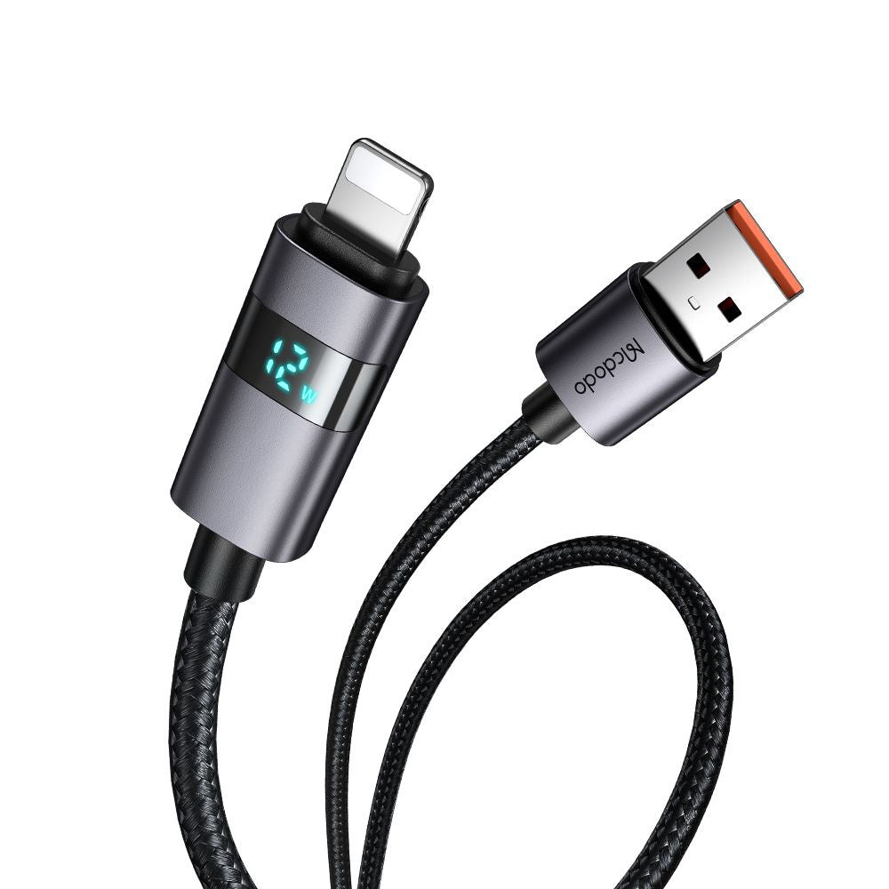 Datový a nabíjecí kabel USB-A - Lightning McDodo CA-6490 Display, 18W, 1.2m, černý