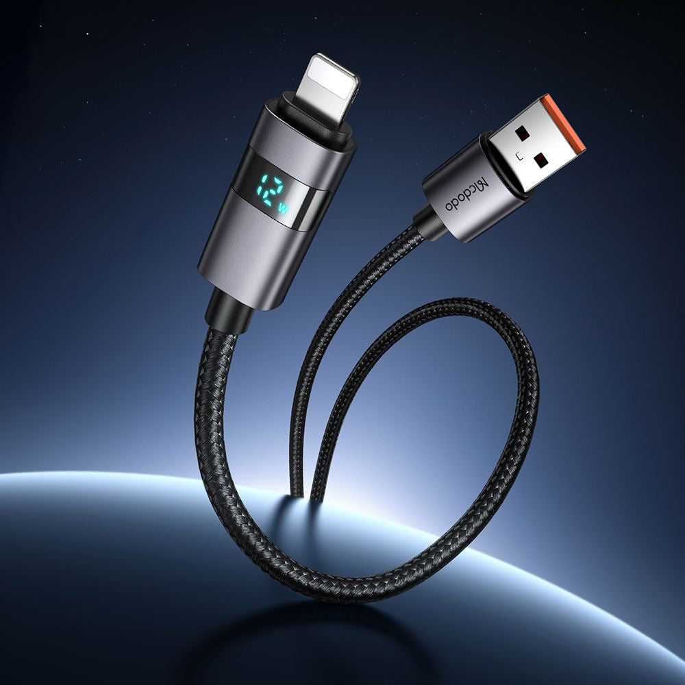 Datový a nabíjecí kabel USB-A - Lightning McDodo CA-6490 Display, 18W, 1.2m, černý
