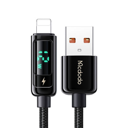 Datový a nabíjecí kabel USB-A - Lightning McDodo CA-9940 Display, 12W, 1.2m, černý