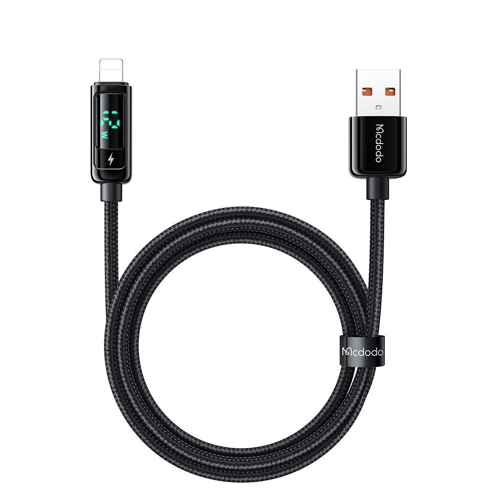 Datový a nabíjecí kabel USB-A - Lightning McDodo CA-9940 Display, 12W, 1.2m, černý