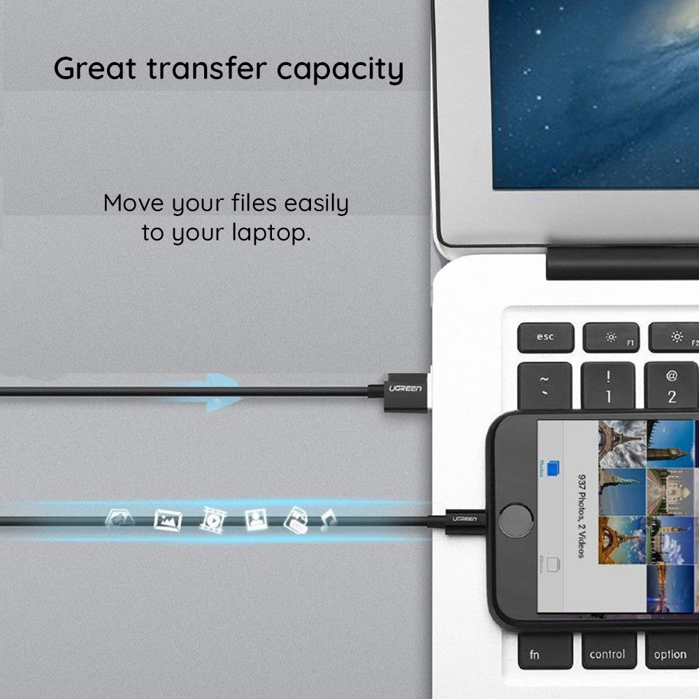 Datový a nabíjecí kabel USB-A - Lightning UGREEN 80823, 18W, 2m, černý