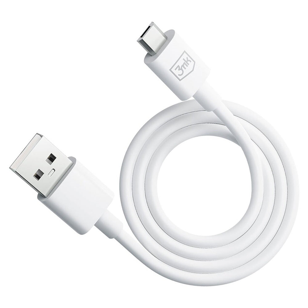 Datový a nabíjecí kabel USB-A - microUSB 3MK Hyper, 18W, 1.2m, Bílý
