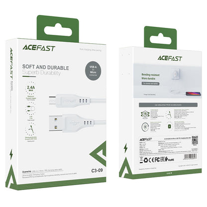 Datový a nabíjecí kabel USB-A - microUSB Acefast C3-09, 18W, 1.2m, Bílý