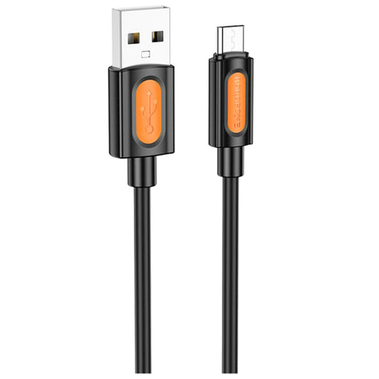 Datový a nabíjecí kabel USB-A - microUSB Borofone BX114 Silicone, 18W, 1m, Černý