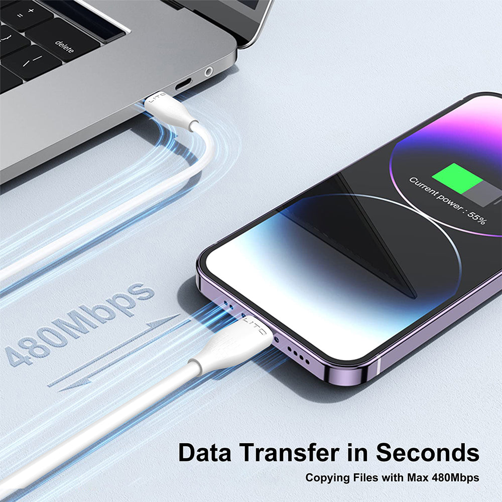 Datový a nabíjecí kabel USB-A - microUSB Lito LD03V, 18W, 1m, Bílý