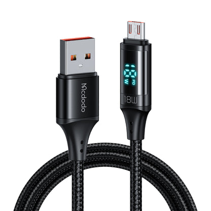 Datový a nabíjecí kabel USB-A - microUSB McDodo CA-1070 Display, 18W, 1.2m, Černý