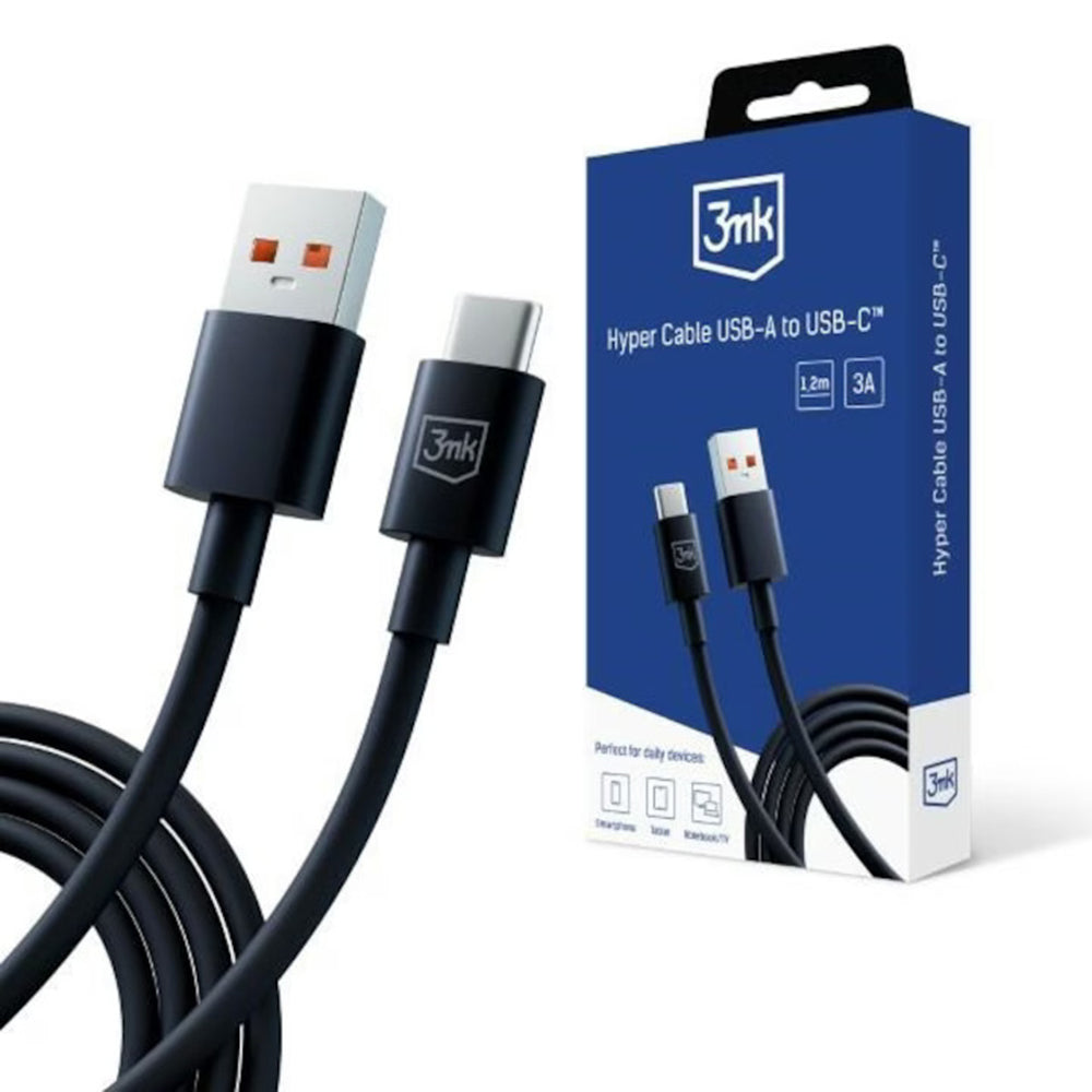 Datový a nabíjecí kabel USB-A - USB-C 3MK Hyper, 18W, 1,2m, černý
