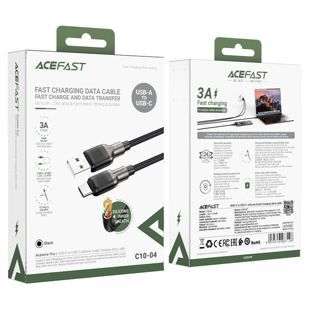 Datový a nabíjecí kabel USB-A - USB-C Acefast C10-04, 18W, 1.2m, černý