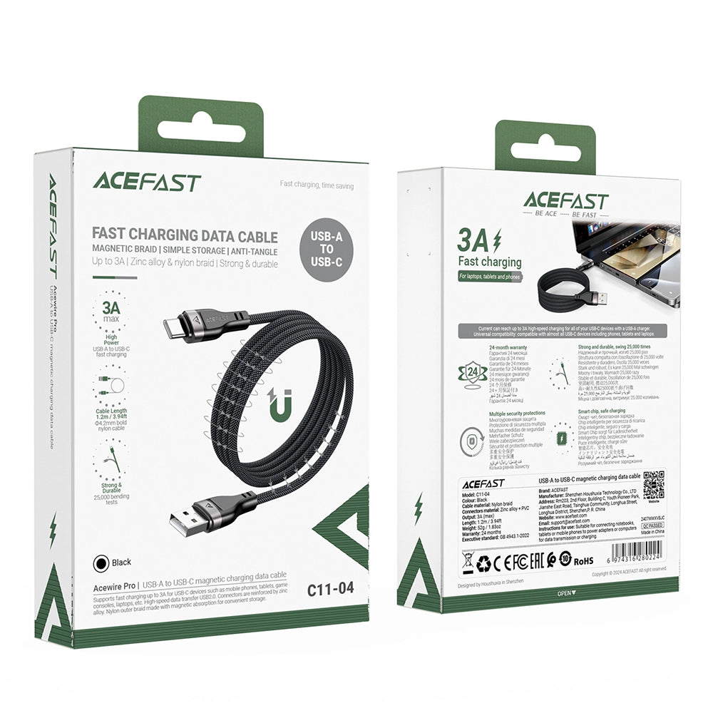 Datový a nabíjecí kabel USB-A - USB-C Acefast C11-04, 18W, 1.2m, černý