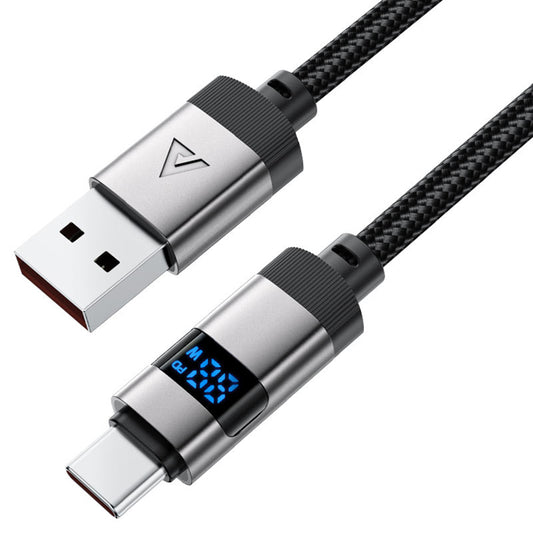 Datový a nabíjecí kabel USB-A - USB-C Acefast C15-04 Display, 66W, 1.2m, černý