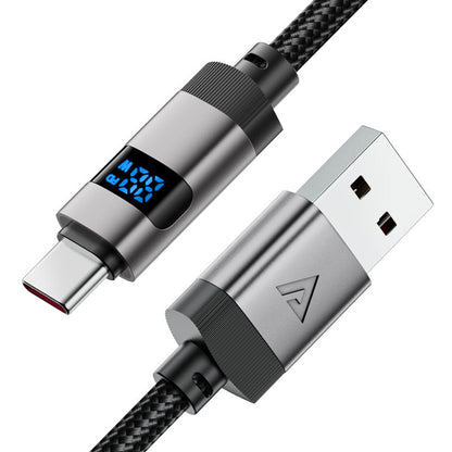 Datový a nabíjecí kabel USB-A - USB-C Acefast C15-04 Display, 66W, 1.2m, černý