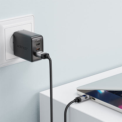 Datový a nabíjecí kabel USB-A - USB-C Acefast C15-04 Display, 66W, 1.2m, černý