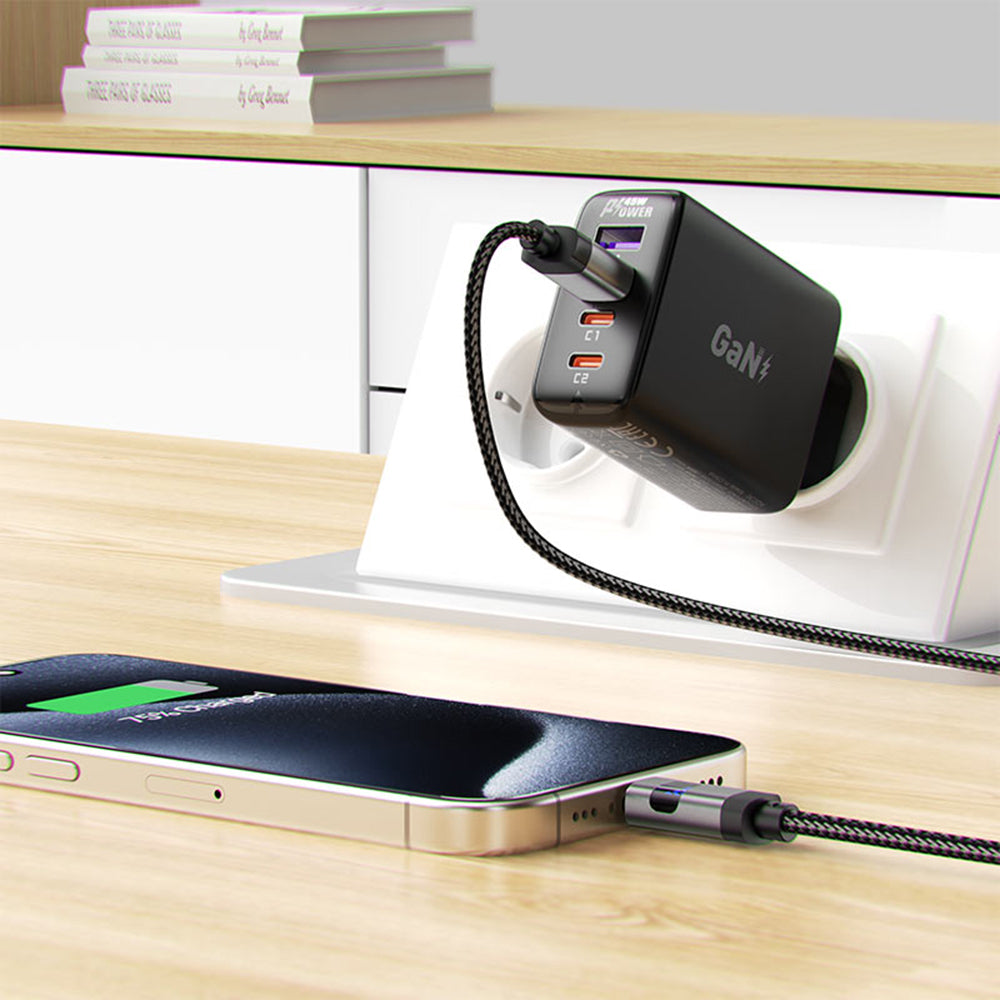 Datový a nabíjecí kabel USB-A - USB-C Acefast C15-04 Display, 66W, 1.2m, černý
