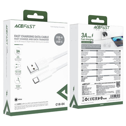 Datový a nabíjecí kabel USB-A - USB-C Acefast C18-04, 18W, 1.2m, bílý
