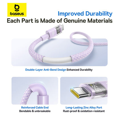 Datový a nabíjecí kabel USB-A - USB-C Baseus Display 2, 100W, 1m, Fialový P10382701511-00