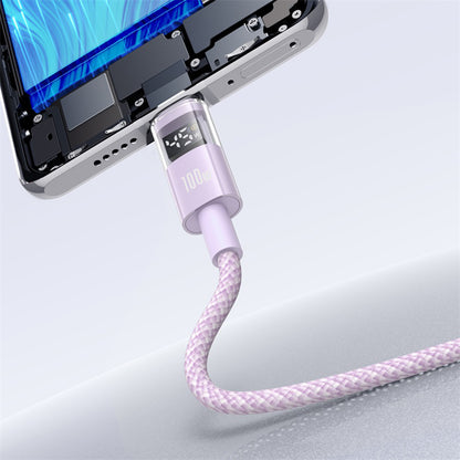Datový a nabíjecí kabel USB-A - USB-C Baseus Display 2, 100W, 1m, Fialový P10382701511-00