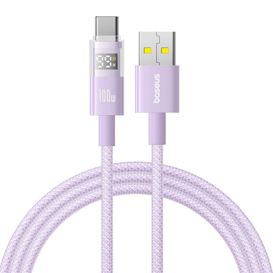 USB-A to USB-C Baseus Display 2 Data and Charging Cable, 100W, 2m, Purple P10382701511-01