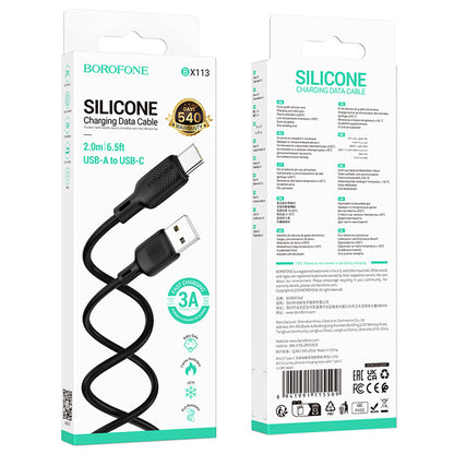 Datový a nabíjecí kabel USB-A - USB-C Borofone BX113 Lenny, 18W, 2m, černý