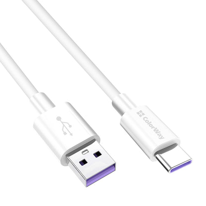 Datový a nabíjecí kabel USB-A - USB-C ColorWay CW-CBUC019, 18W, 1m, Bílý