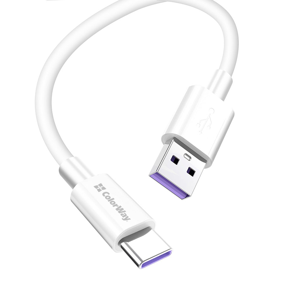 Datový a nabíjecí kabel USB-A - USB-C ColorWay CW-CBUC019, 18W, 1m, Bílý