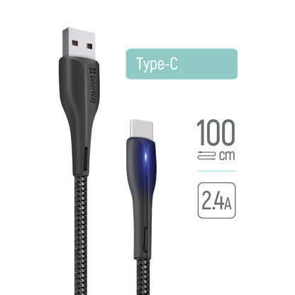 Datový a nabíjecí kabel USB-A - USB-C ColorWay CW-CBUC034, 18W, 1m, černý.
