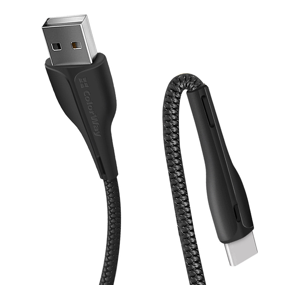 Datový a nabíjecí kabel USB-A - USB-C ColorWay CW-CBUC034, 18W, 1m, černý.
