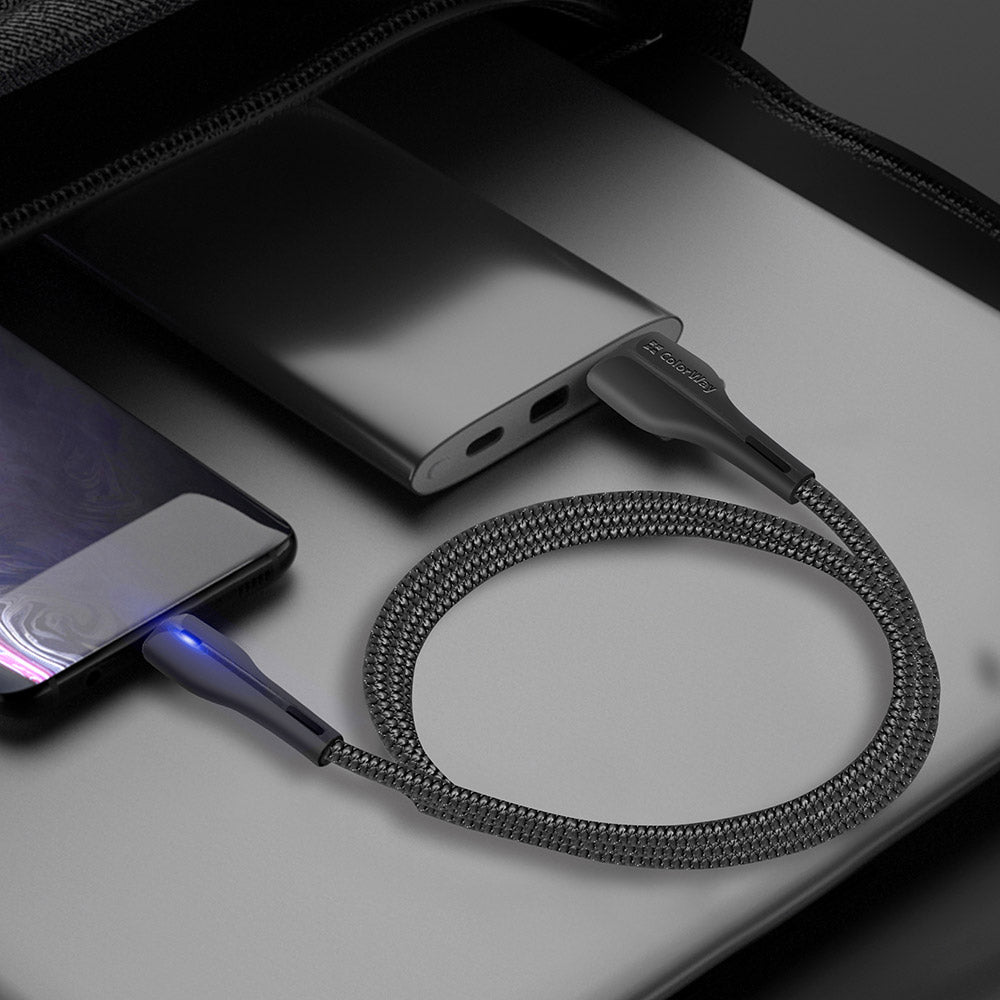 Datový a nabíjecí kabel USB-A - USB-C ColorWay CW-CBUC034, 18W, 1m, černý.
