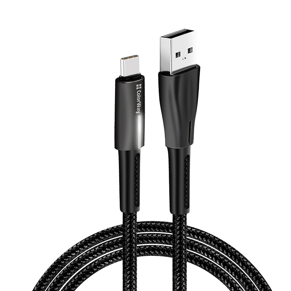 Datový a nabíjecí kabel USB-A - USB-C ColorWay CW-CBUC035, 18W, 1m, černý.