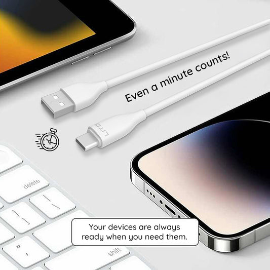 Datový a nabíjecí kabel USB-A - USB-C Lito LD03T, 18W, 1m, Bílý