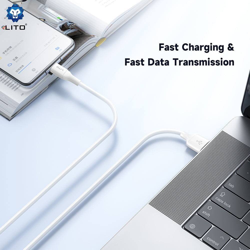 Datový a nabíjecí kabel USB-A - USB-C Lito LD06T, 18W, 1m, Bílý