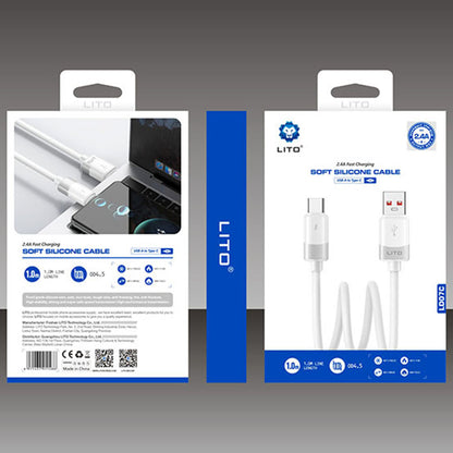 Datový a nabíjecí kabel USB-A - USB-C Lito LD07, 18W, 1m, Bílý