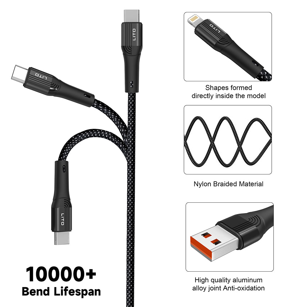 Datový a nabíjecí kabel USB-A - USB-C Lito LD14, 60W, 1m, černý