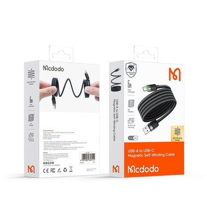 Datový a nabíjecí kabel USB-A - USB-C McDodo CA-5650 Self Winding, 66W, 1.2m, černý