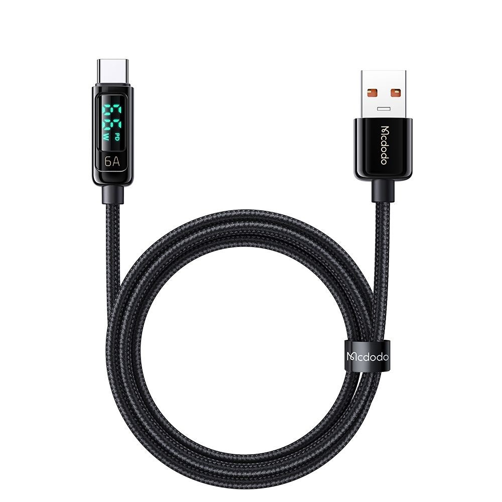 Datový a nabíjecí kabel USB-A - USB-C McDodo CA-8690 Display, 66W, 1.2m, černý