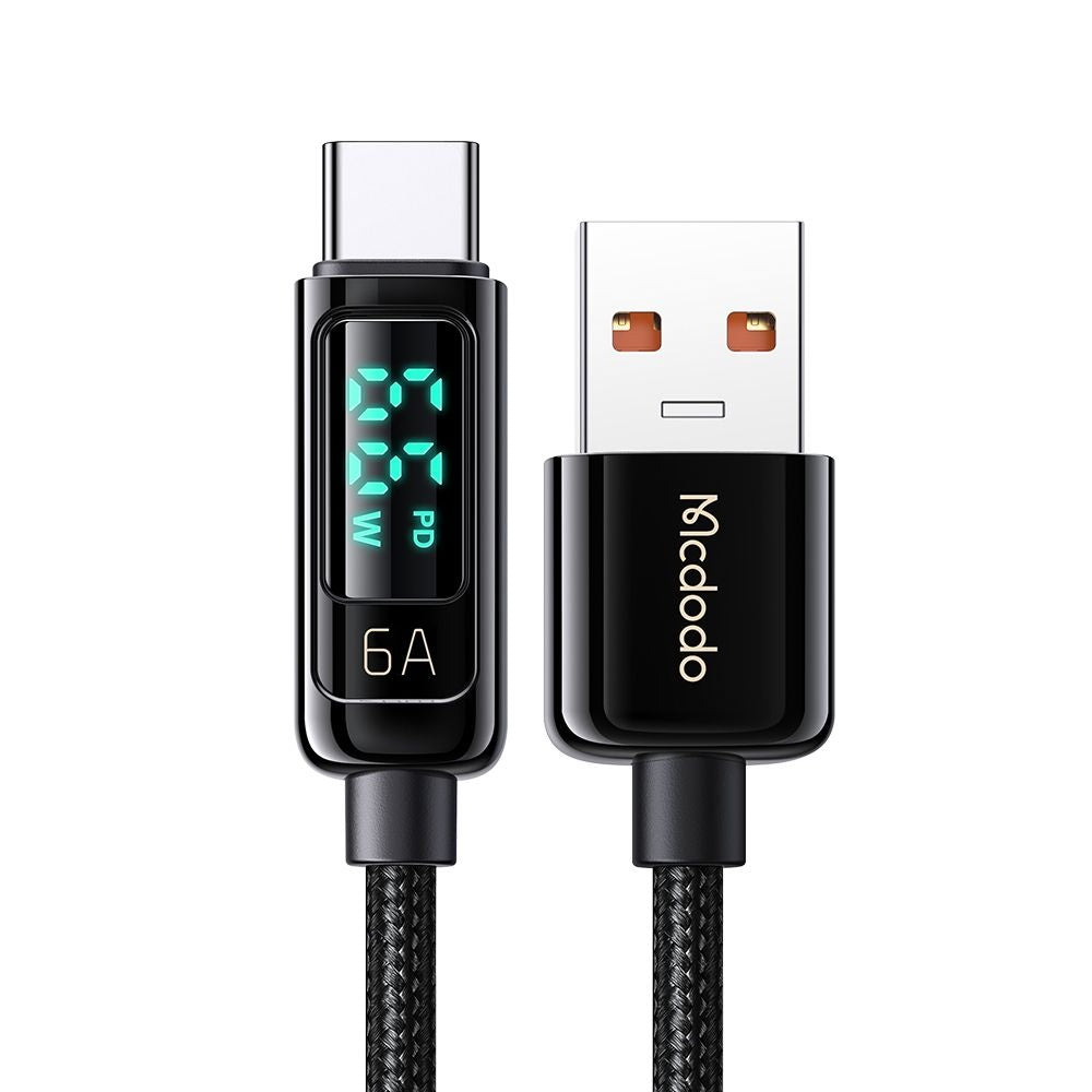 Datový a nabíjecí kabel USB-A - USB-C McDodo CA-8690 Display, 66W, 1.2m, černý