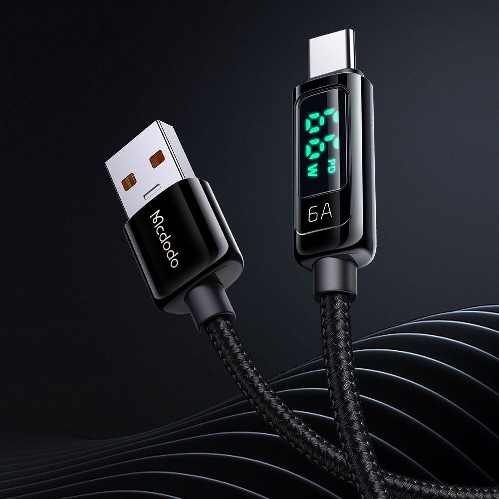 Datový a nabíjecí kabel USB-A - USB-C McDodo CA-8690 Display, 66W, 1.2m, černý