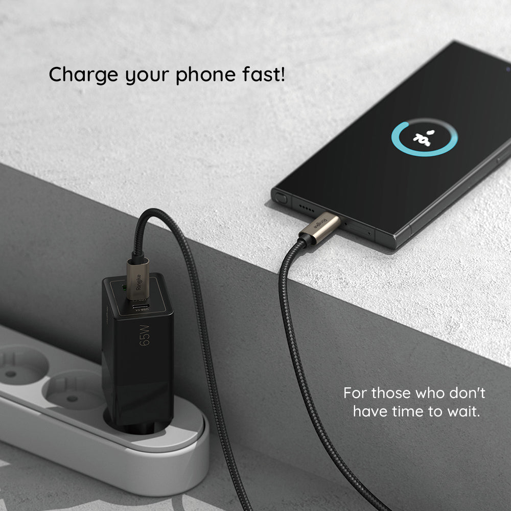 Datový a nabíjecí kabel USB-A - USB-C Ringke, 60W, 2m, černý