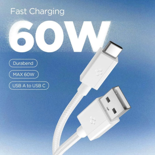 Datový a nabíjecí kabel USB-A - USB-C Spigen EB6015AC, 60W, 1,5m, bílý ACA10413