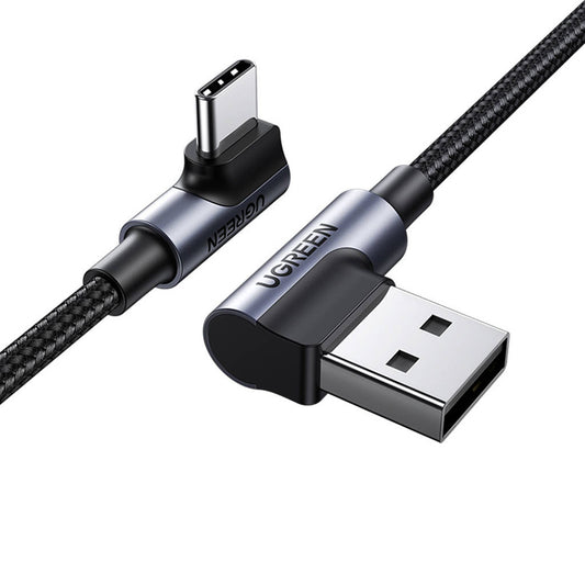 Datový a nabíjecí kabel USB-A - USB-C UGREEN US176 Angled, 18W, 3m, šedý