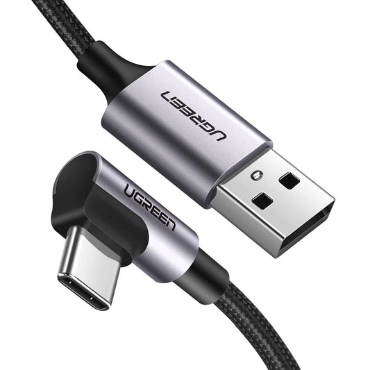 Kabel pro data a nabíjení USB-A - USB-C UGREEN US284 Angled, 18W, 0,5m, šedý