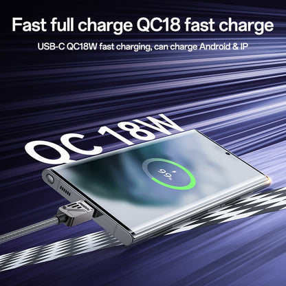 USB-A to USB-C Data and Charging Cable Yesido CA135C, 18W, 1.2m, Black