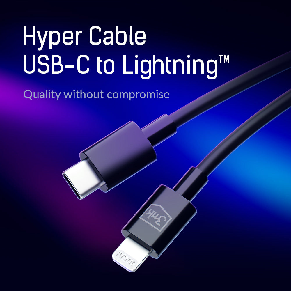 Datový a nabíjecí kabel USB-C - Lightning 3MK Hyper, 20W, 1,2m, bílý