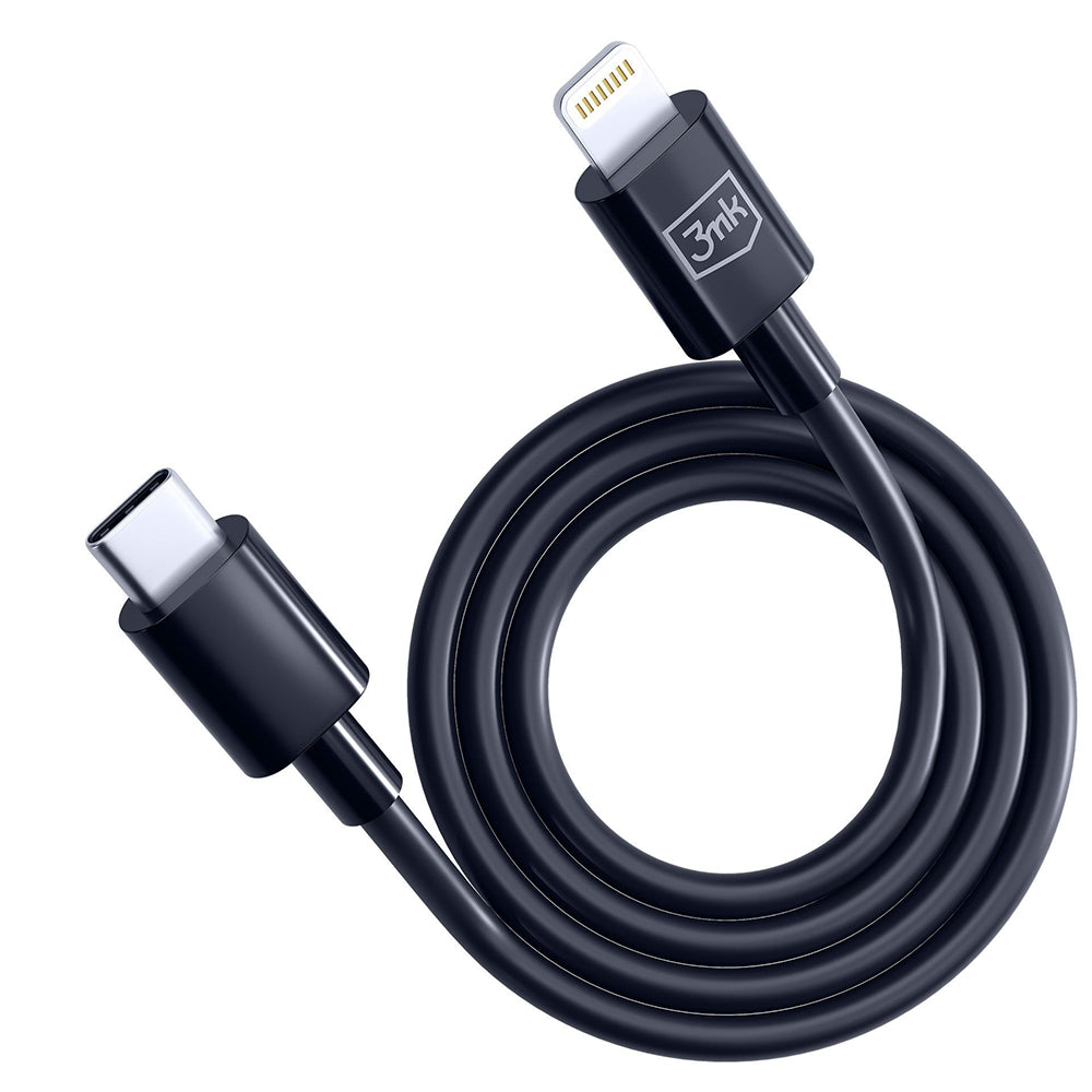 USB-C to Lightning Data and Charging Cable 3MK Hyper, 20W, 1.2m, Black