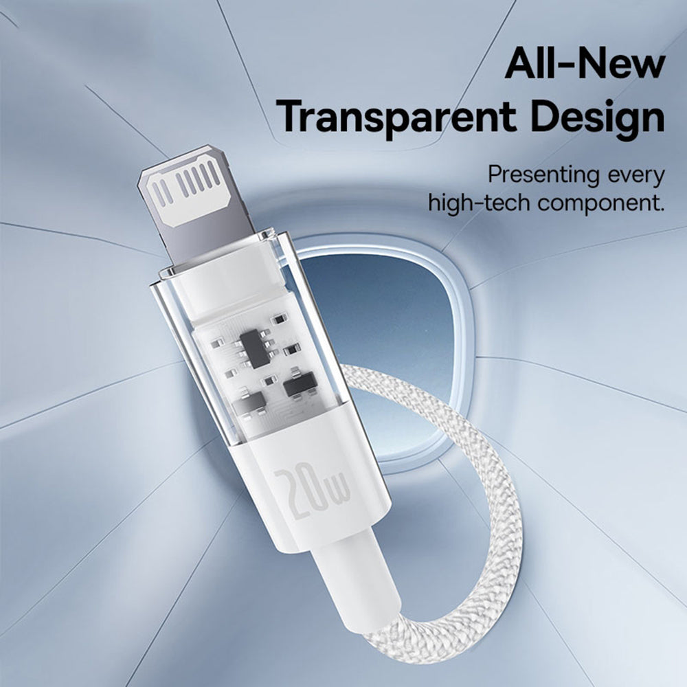 Datový a nabíjecí kabel USB-C - Lightning Baseus Gem, 20W, 2m, bílý P10373001211-01