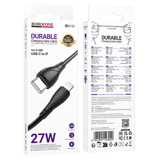 Datový a nabíjecí kabel USB-C - Lightning Borofone BX121 Energy, 27W, 1m, černý