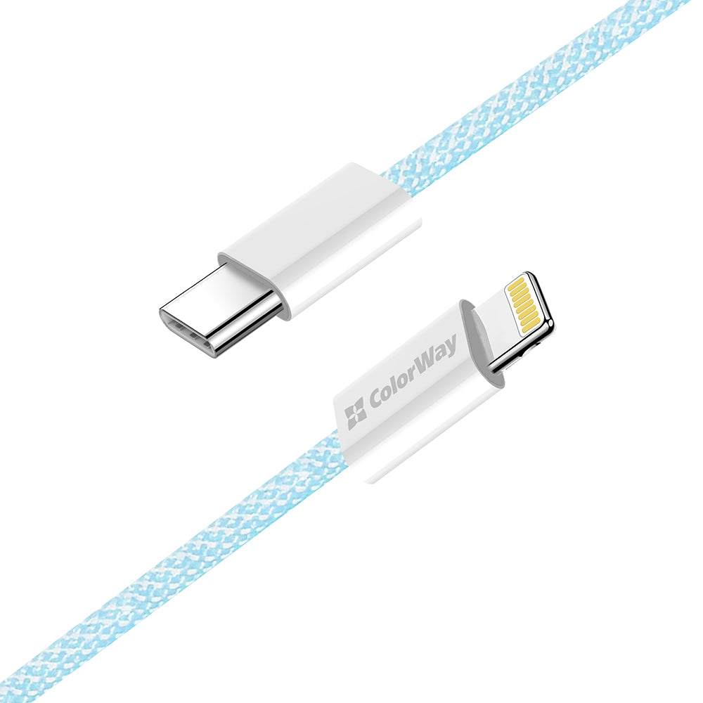 Datový a nabíjecí kabel USB-C - Lightning ColorWay CW-CBPDCL061, 27W, 1m, Modrý