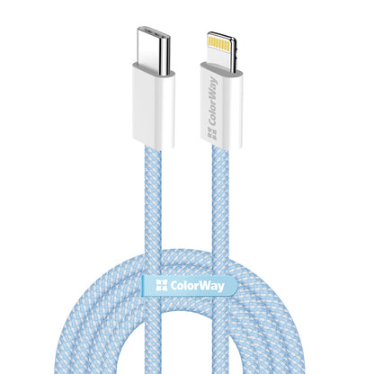 Datový a nabíjecí kabel USB-C - Lightning ColorWay CW-CBPDCL061, 27W, 1m, Modrý