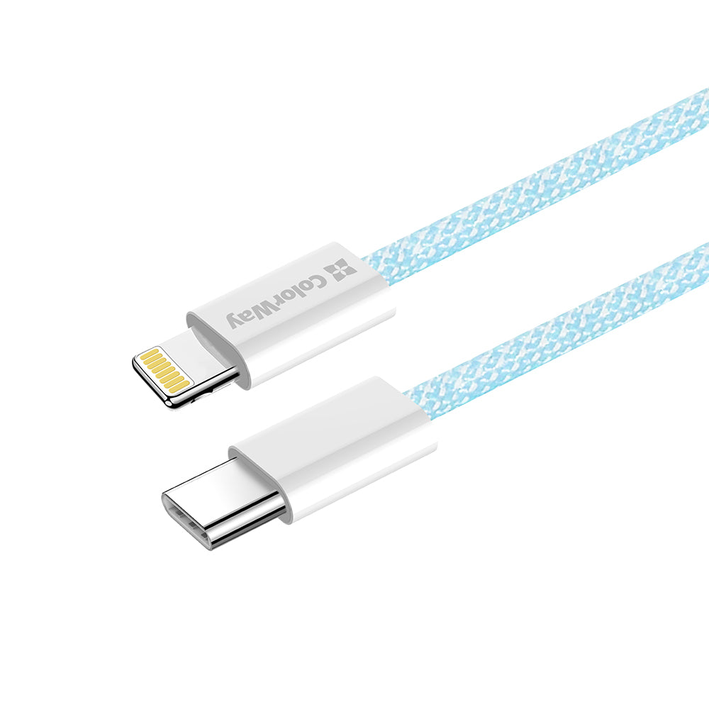 Datový a nabíjecí kabel USB-C - Lightning ColorWay CW-CBPDCL061, 27W, 1m, Modrý