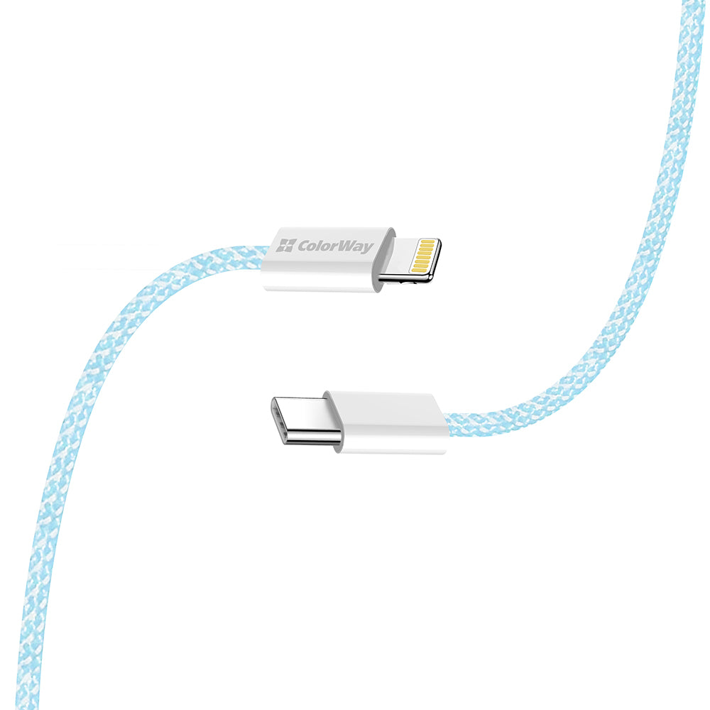 Datový a nabíjecí kabel USB-C - Lightning ColorWay CW-CBPDCL061, 27W, 1m, Modrý