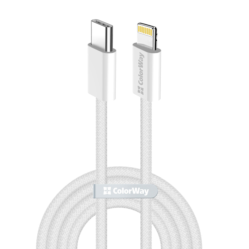 Datový a nabíjecí kabel USB-C - Lightning ColorWay CW-CBPDCL061, 27W, 1m, šedý